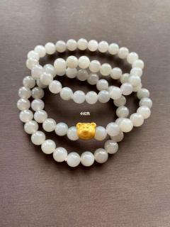 和田玉冰烟紫手串卡8三圈